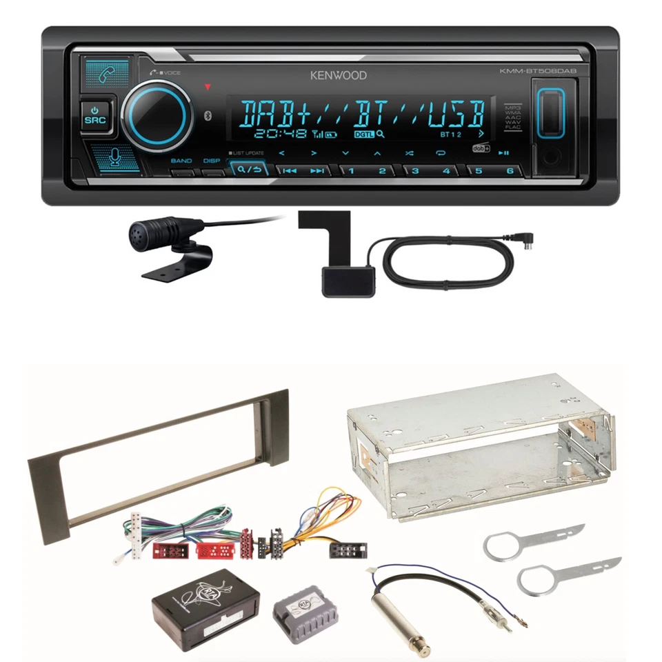 Kenwood KMM-BT508DAB Bluetooth DAB USB Digitalradio Einbauset für Audi A4 B6 B7 - Bild 1 von 1