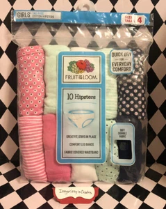 Fruit Of The Loom Girls Panties Hipsters New Sealed Pkg Flowers Stripes Dot Sz 4 - Picture 1 of 3