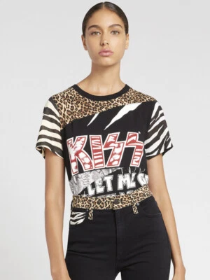 Alice+Olivia Jeans Tee Shirt KISS Black Graphic Top Size Medium NWT - Image 1 of 4