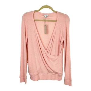 Lucky Brand Womens V-Neck Wrap Sweater Small Peach Long Sleeve Lightweight New - Picture 1 of 14