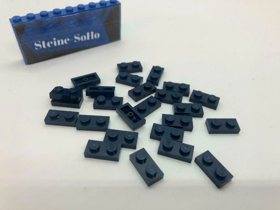 Lego (c) 20x 1x2 Platte 3023 - dunkelblau - dark blue - plate - classic - Bild 1 von 1