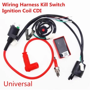 Universal Dirt Bike Wiring Harness Kill Switch Ignition Coil CDI Set 50cc-150cc - Picture 1 of 12