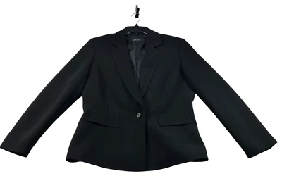 Blazer Kasper Mujer Talla 12 Negro Manga Larga 1 Botón Bolsillo Negocios Carrera Foto 1 de 4