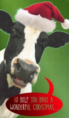 Funny MERRY CHRISTMAS Money Gift Card Holder, MOO-LA Cow — American Greetings +✉ - Image 1 of 4