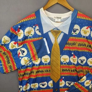 Faux Real BAA Humbug Sheep Ugly Christmas Shirt Mens Size XL Printed Design - Picture 1 of 8