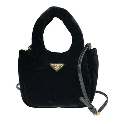 PRADA Padded Velvet Mini Handbag 1BA410 Black Velvet Gold Hardware #OK2512 - Image 1 of 4
