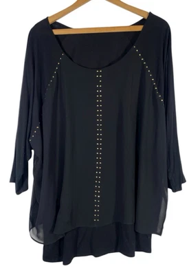 Cato 2X 3X Top Tunic Chiffon Layered Black Studded Whimsigoth Grunge Boho Vamp — 第 1/4 张图片