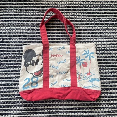 Disney x Junk Food Mickey Mouse Red Beige Beach Canvas Pocket Tote Bag - Image 1 of 4