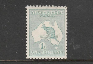 1915 KANGAROO THIRD WATERMARK 1/- GREEN DIE 2B "MINT UNHINGED" BW 33A $425 GEM! - Picture 1 of 2