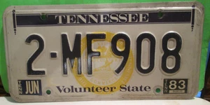1976-82 Tennessee Nummernschild blau Banner 2 MF 908 1983 AUFKLEBER - Bild 1 von 1