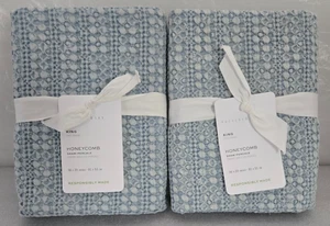 Pottery Barn King Honeycomb Cotton 2-Shams 36" x 20" Light Chambray - Picture 1 of 2