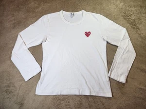 Comme des Garçons PLAY Heart Logo White Long Sleeve T-Shirt Top Medium  - Picture 1 of 13
