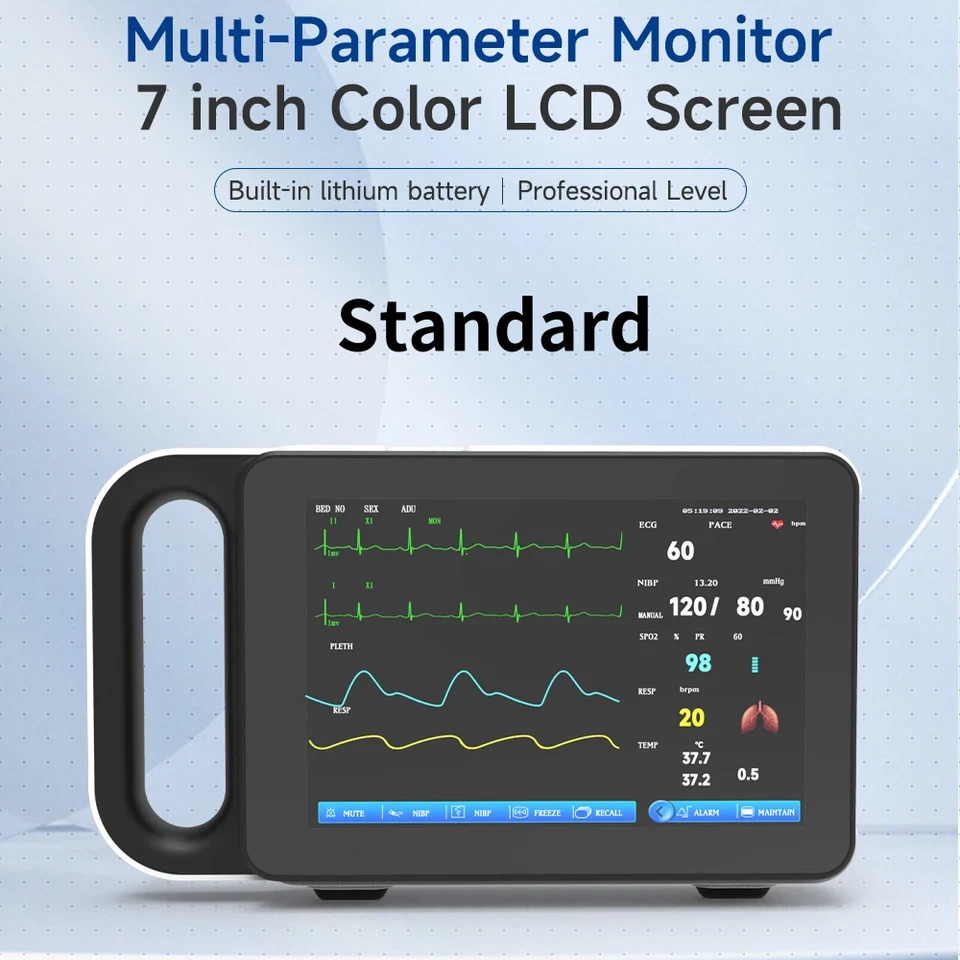 7 Inch Touch Screen Portable Multi-parameter Medical Patient Monitor - Image 1 of 4