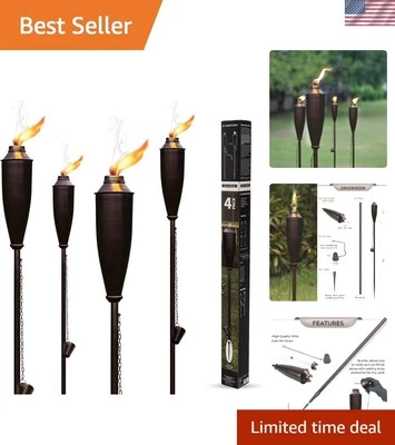 Pack of 4 Stylish Citronella Torches in Bronze for Elegant Outdoor Ambiance - Image 1 of 4