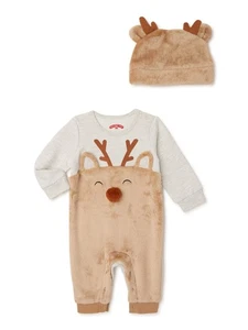Holiday Time Baby and Toddler Romper with Matching Hat, 2-Piece - Picture 1 of 1