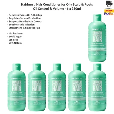 Hairburst Hair Conditioner for Oily Scalp & Roots Oil Control & Volume 6x350ml - Image 1 of 4