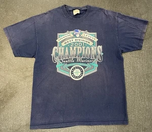 Vintage Seattle Mariners 2001 AL West Division Champions Baseball T-Shirt Size L - Picture 1 of 5