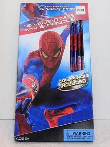 Spider-man 16 Classroom Valentines Cards with Pencils - Picture 1 of 6