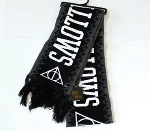 Harry Potter Deadly Hallows Tassel Fringe Knit Scarf Black - Picture 1 of 6
