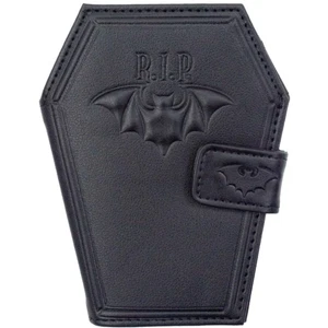 Kreepsville 666 RIP Bat Coffin Black Bi-Fold Wallet Vegan Chain Hole Snap NWT - Picture 1 of 3
