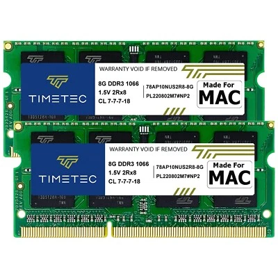 Timetec 16GB KIT(2x8GB) Compatible for Apple DDR3 1067MHz / 1066MHz PC3-8500 ... - Image 1 of 4