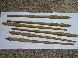 Lot 6 Antique Vintage Solid Wood Chair Spindles - Oak - Picture 1 of 3