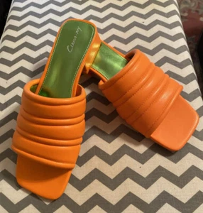 Sam Edelman Circus Joana Wom 10 Orange & Green Metallic Slide Sandals Heels NWD - Picture 1 of 7