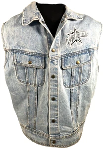Hollywood Country Star Men’s Embroidered Blue Denim Vest XL Faded VTG 80’s 90’s - Picture 1 of 10