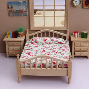 1/12 Scale Miniature Handmade Wooden Bed Dollhouse Bedroom Furniture Accessorie - Picture 1 of 5