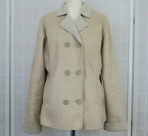 Boden Beige Faux Sheepskin Jacket Size 18 Pockets Fleece Lined - Picture 1 of 9