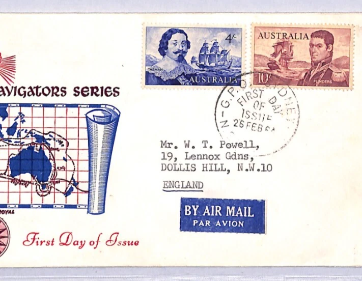 AUSTRALIA 1964 FDC *NAVIGATORS* 10s 4s ILLUSTRATED First Day Cover SHIPS YN177 - Image 1 of 4