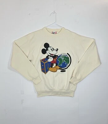 Moletom Vintage Disney World Mickey Mouse Epcot Gola Redonda Anos 90 Tamanho Médio EUA - Imagem 1 de 4