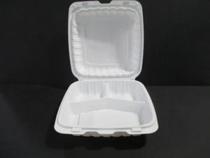 Contenedor de comida para llevar de 3 compartimentos, 8"" x 8"" x 3"" - 200/Estuche - Colección Kuki - Imagen 1 de 3