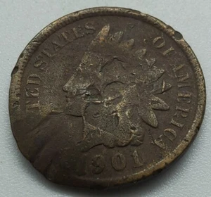 1901 Indian Head Cent Penny US Coin #183 - Picture 1 of 2