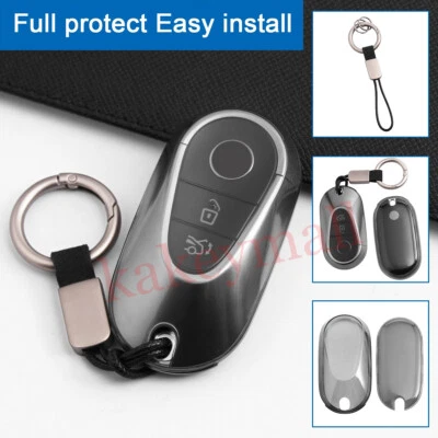 TPU Key Fob Case Shell Cover Key Chain For Benz C E S CLE GLC EQS EQE Class - Image 1 of 4