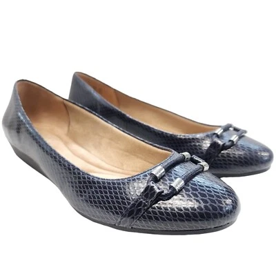 Zapatos planos para mujer Abella Payton 8,5 M azul imitación cuero sin cordones verdadera comodidad Foto 1 de 4