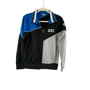 Fila Italia Track Jacket Youth XL 18-20 Black Blue Gray Zip Up Flag Patch - Picture 1 of 9