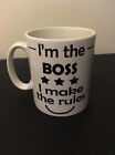 Kubek I am the boss, śmieszny prezent dla menedżera, szefa, nadruk po obu stronach