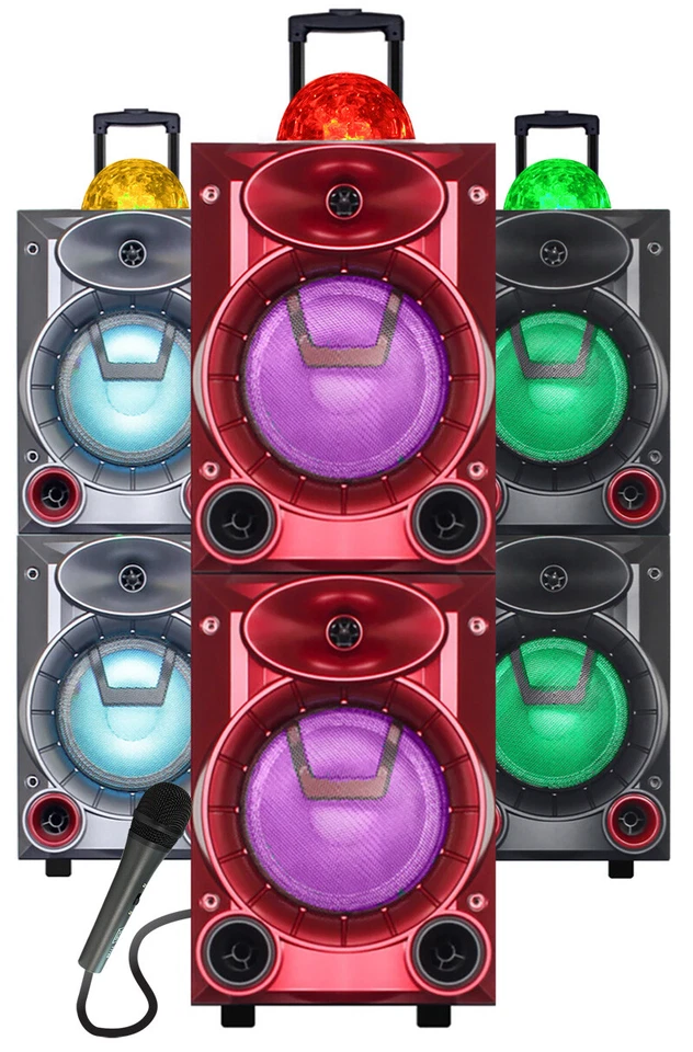 TOPTECH Portable 4000 Watts Peak Power Speaker with DISCO BALL& FREE MICROPHONE