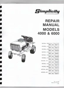 Manual de servicio de reparación de tractor de césped Simplicity 4008 4108 411 6008 6010 6011 - Imagen 1 de 6