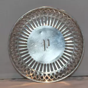 vintage Webster Company 5 3/4" sterling silver pierced round candy dish "P" mono - Picture 1 of 9