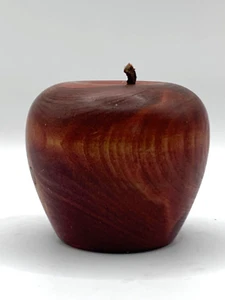 Vintage Massivholz gedrechselt 2,5" Apfel mit Lederstiel bezaubernd - Bild 1 von 4