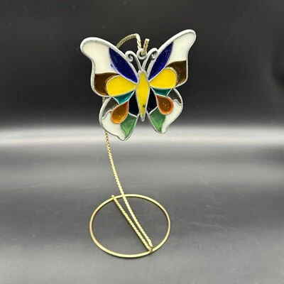 Adorno colgante ventana atrapasol mariposa estilo vitral vintage años 70 Foto 1 de 4