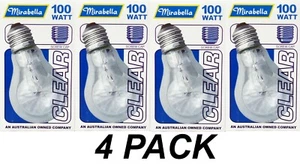 4 x 100W Clear Light Globes Bulbs E27 Screw Incandescent Dimmable - Mirabella - Picture 1 of 3