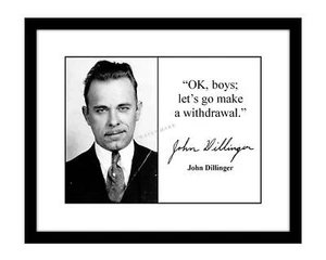 John Dillinger 8x10 signiertes Foto Becher Aufnahme mit Zitat signiert Bankräuber - Bild 1 von 2