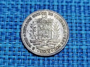 🇻🇪 Venezuela  1 bolivar  1945  Y-22a   0.835  VF  Silver Coin 120424-11 - Picture 1 of 2