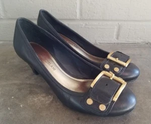 Antonio Melani Black Gold Buckle Shoes Women's Size 6M Heel - Picture 1 of 6
