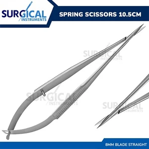 Tijeras de resorte 10,5 cm 8 mm hoja recta oftálmica quirúrgica grado alemán - Imagen 1 de 3