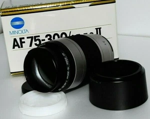 TOP MINT Silver Minolta AF Zoom lens 75-300mm F4.5-5.6 From Japan with cap,BOX - Picture 1 of 12