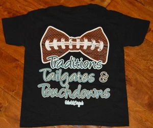 Girl's Girlie Girl Tailgates & Touchdowns Short Sleeve Black T-Shirt Sizes S, M - Picture 1 of 4